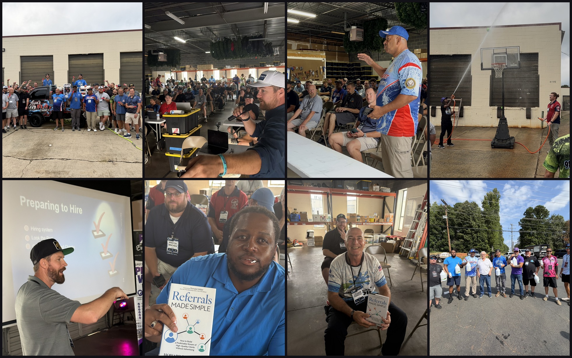 Collage of the Charlotte event: classroom, instructors, demos and attendees
