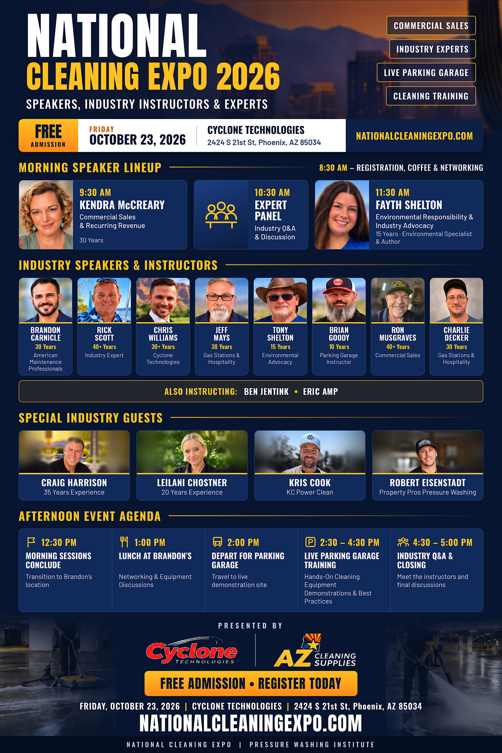 National Cleaning Expo 2026 — Phoenix Parking Garage Cleaning Class flyer
